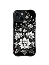 Midnight Phantom Bouquet monochrome gothic floral artwork on iPhone 15 Plus case