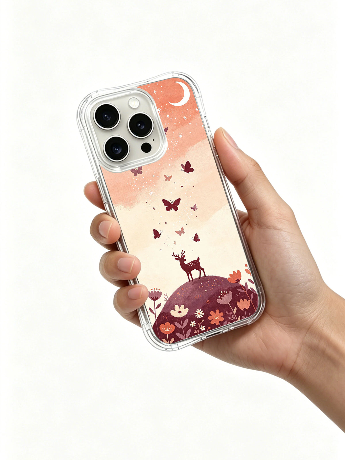 Starlit Butterfly Hill: A hand holding the illustrated case.
