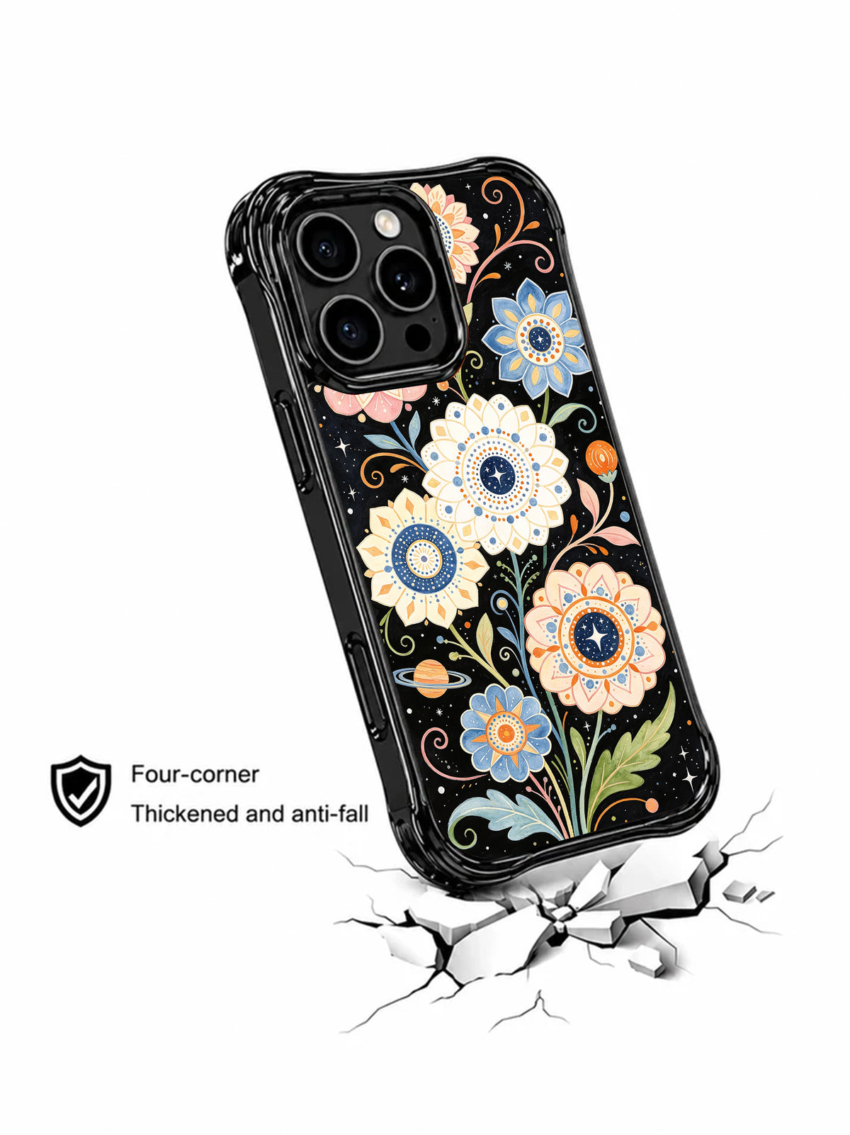 Starlit Meadow Garden iPhone 15 Pro case side view