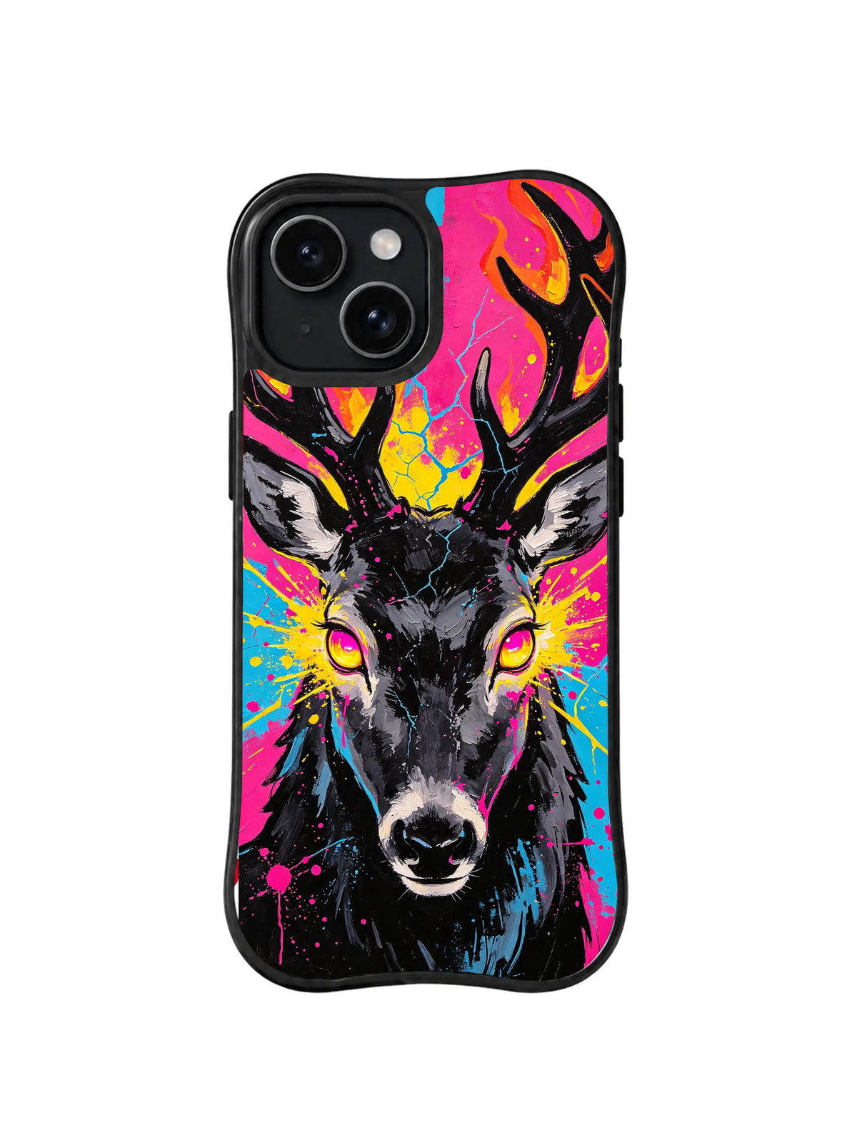 Neon Antler Resolve colorful stag art pattern for iPhone 15 Plus case