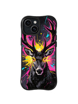 Starlit Pink Crown black stag portrait pattern for iPhone 15 Plus case
