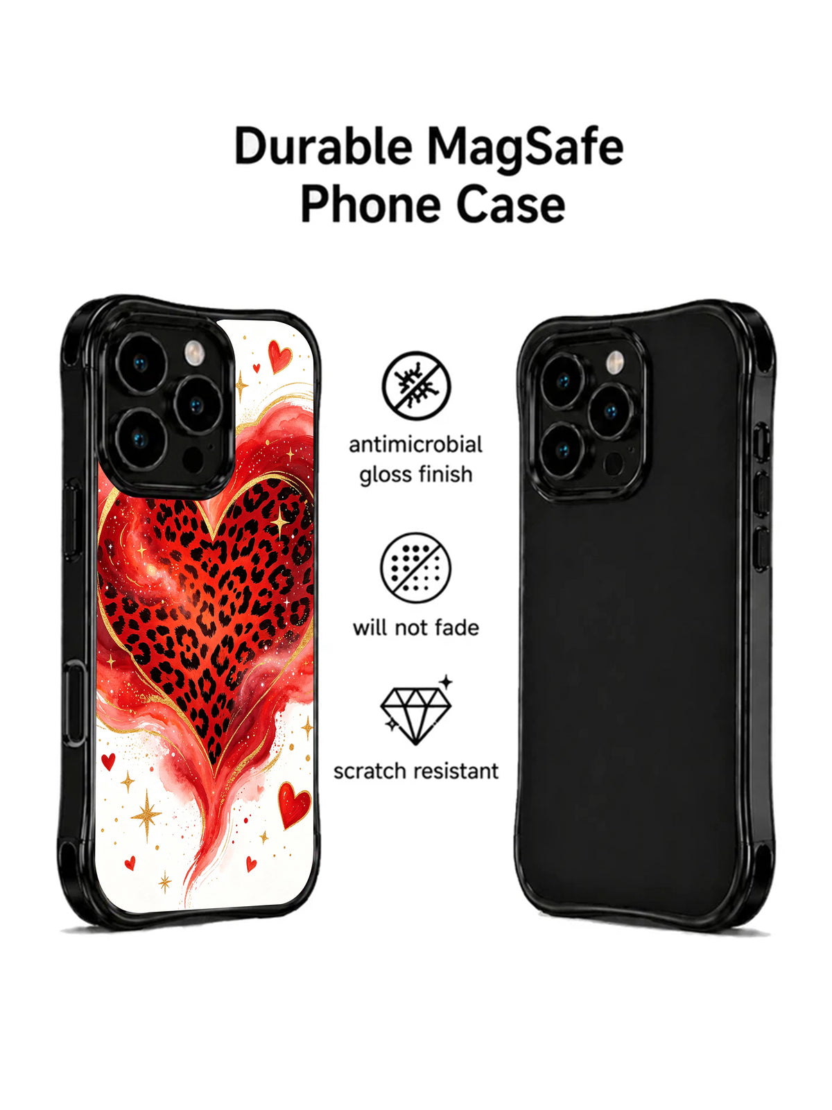 Starlit Wild Hearts leopard heart iPhone 16 Pro case view 3