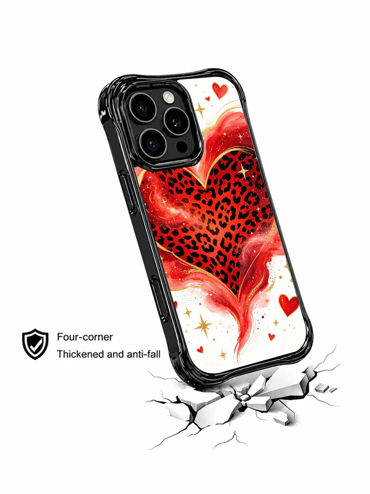 Starlit Wild Hearts leopard heart iPhone 16 Pro case view 4