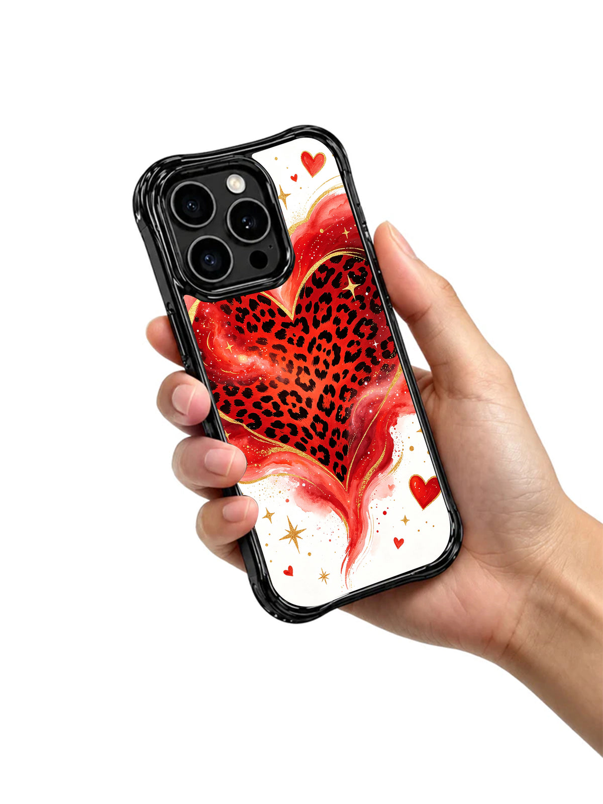 Starlit Wild Hearts leopard heart iPhone 16 Pro case view 5