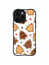 Starry Noel Cookies Christmas / Golden Noel Scatter: Golden and brown tree cookies alternate among red and green stars.