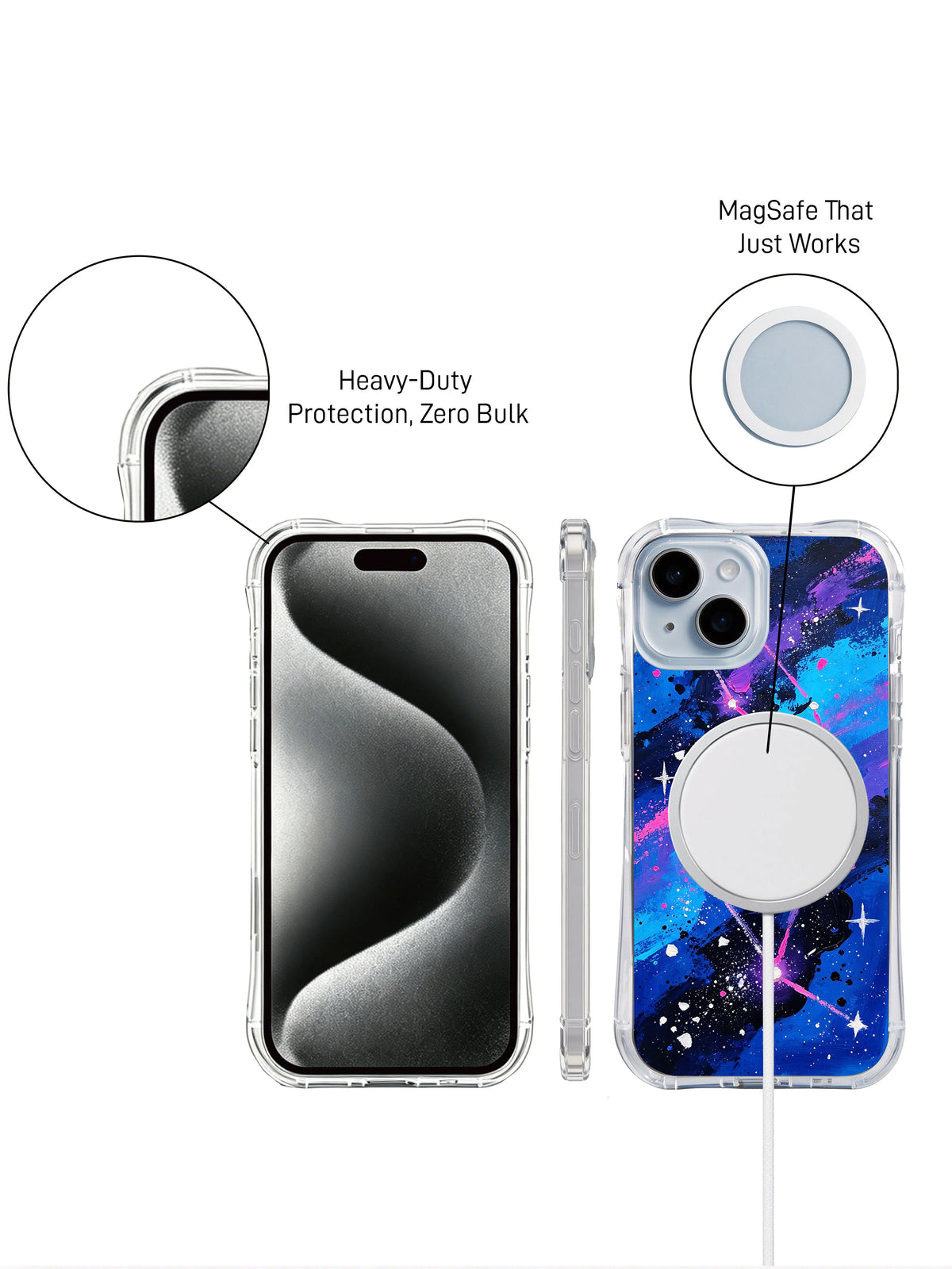Starstreet Constellation iPhone 15 Plus case angled side view