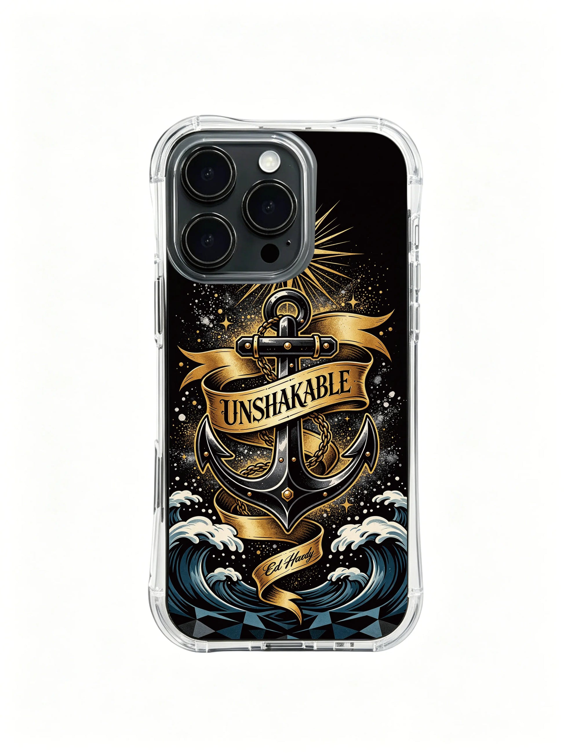 Zara Maya steady anchor PhoneCasing, metal texture flowing wave art iPhone 14 Plus Case, dark tropical artistic casing for calm leading women with inner poise.