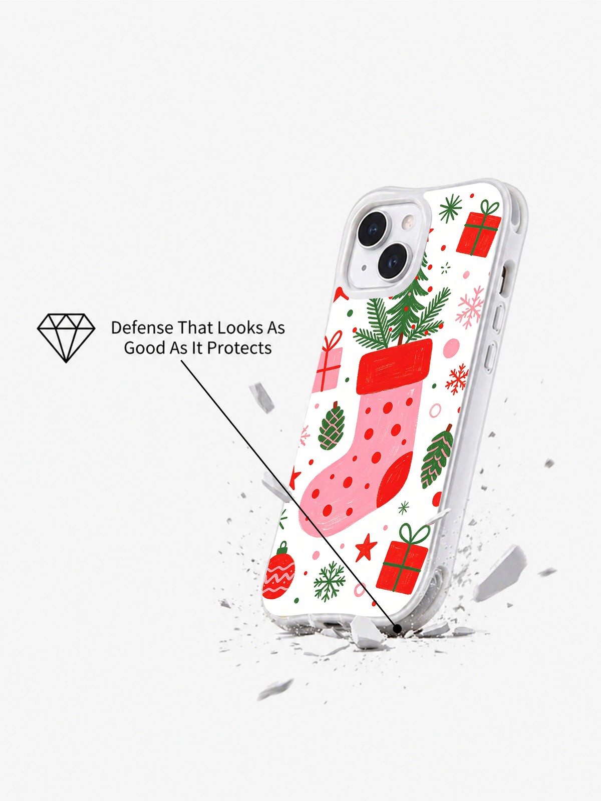 Stocking of Tiny Miracles iPhone 13 case side view