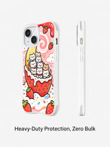 Cute strawberry cat iPhone 15 case shown from a second product angle