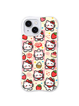 Strawberry Bow Grid pattern on iPhone 15 case