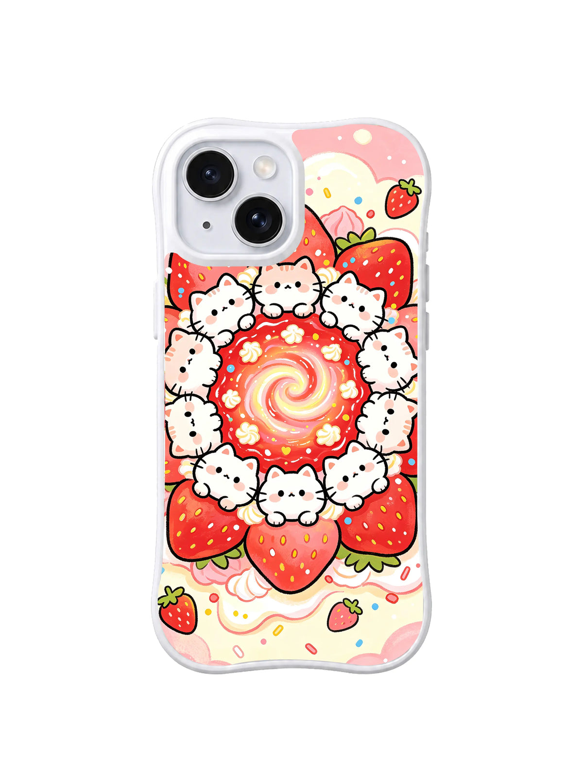 Berry Cream Circle pattern on iPhone 15 case