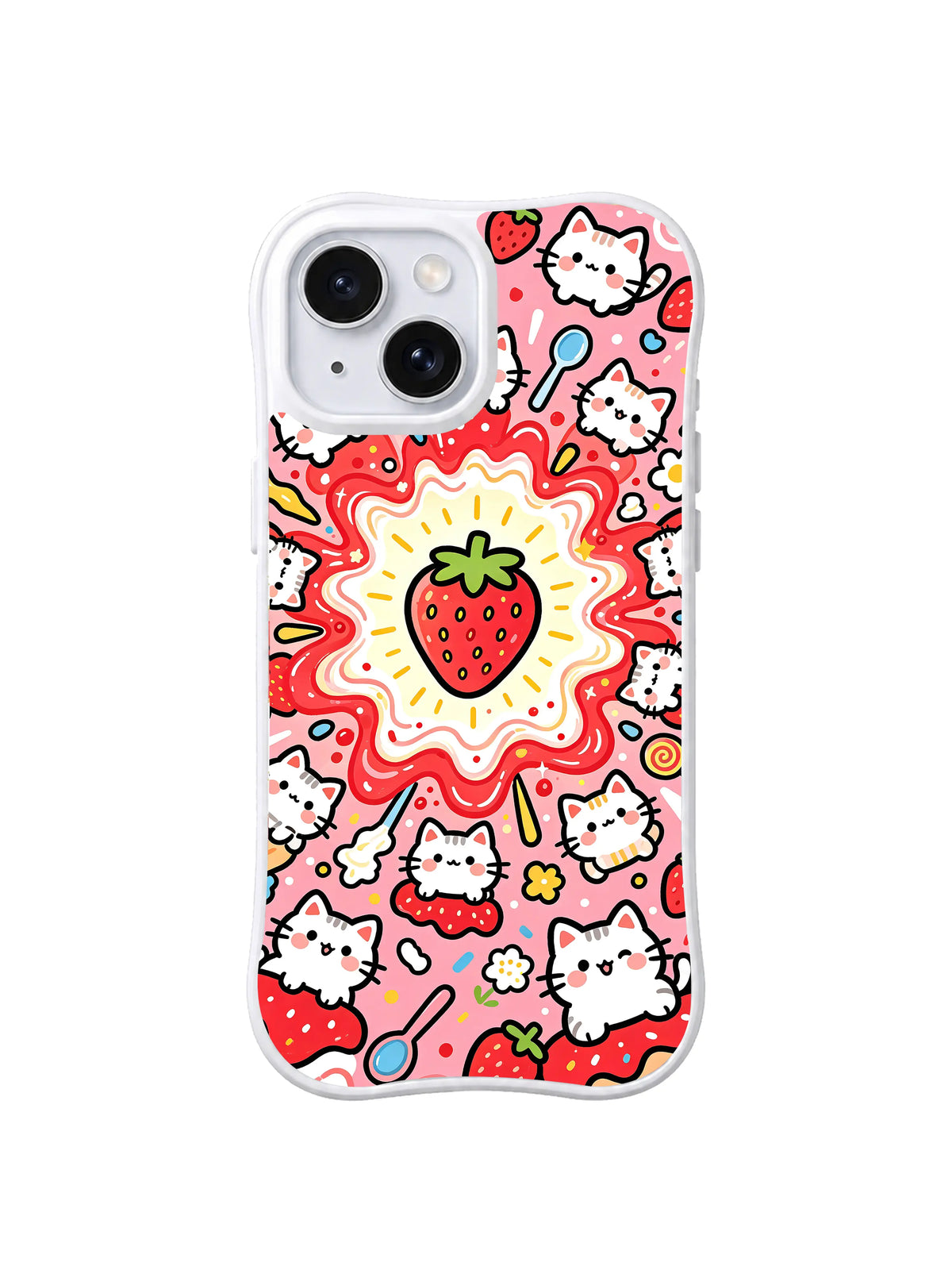 Strawberry Sunny Splash pattern on iPhone 15 case