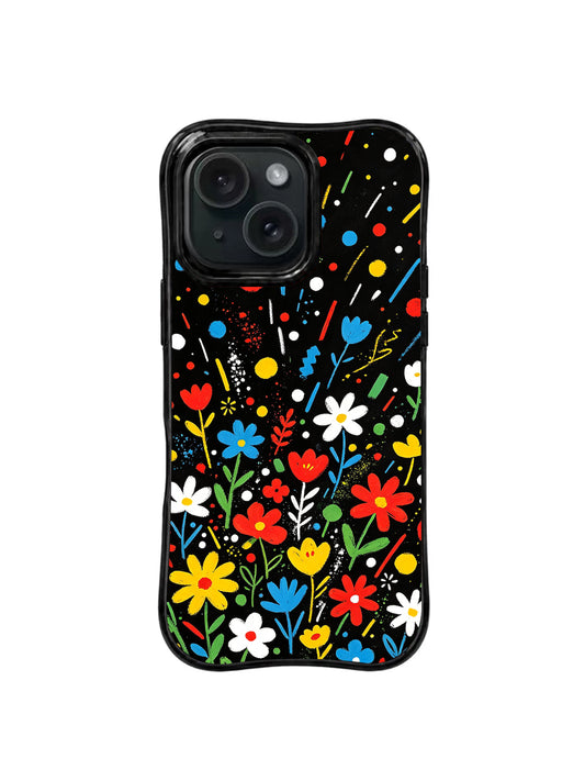 Sun Pop Garden colorful floral iPhone 15 Pro case front view