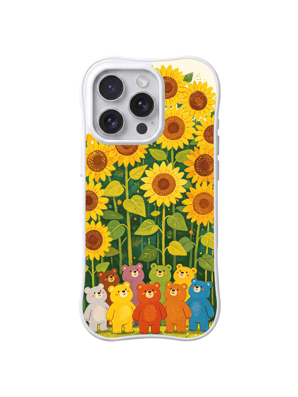 Golden Sunflower Gathering pattern on iPhone 14 Pro Max case