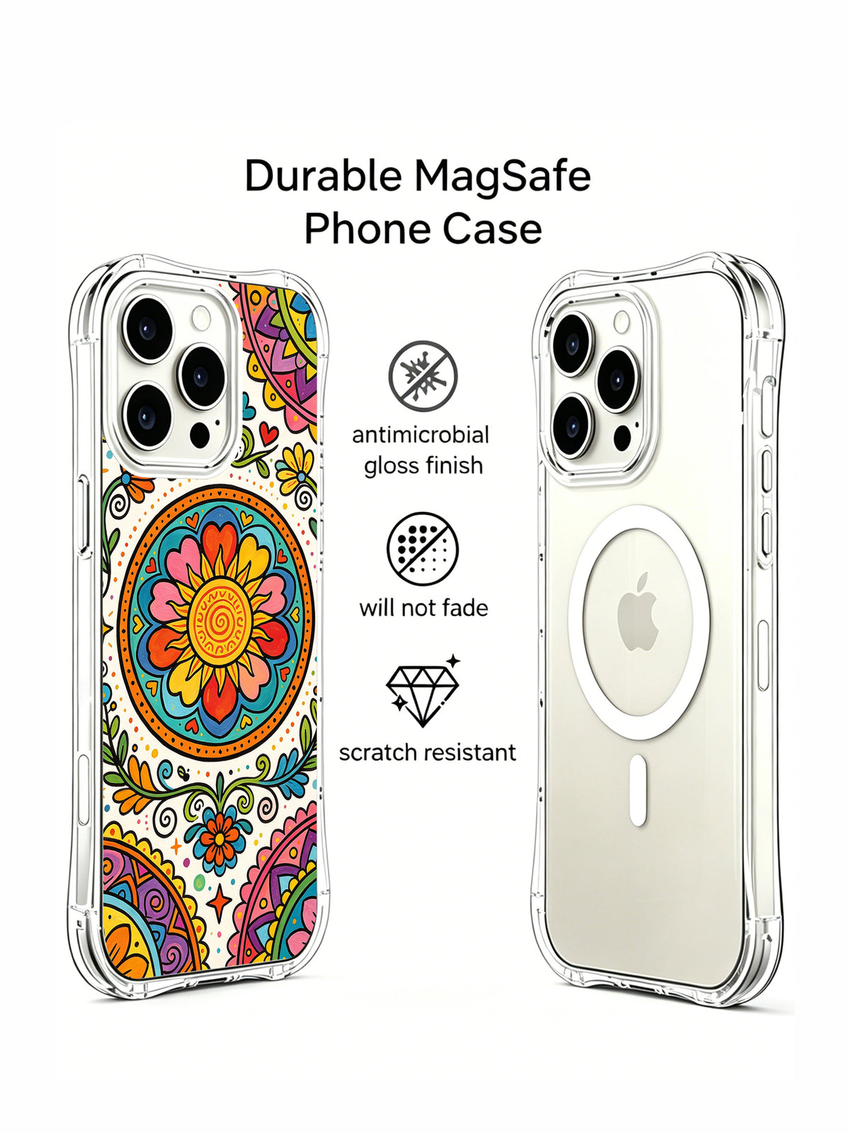 Sunflower Carnival iPhone 14 Pro case front and back features