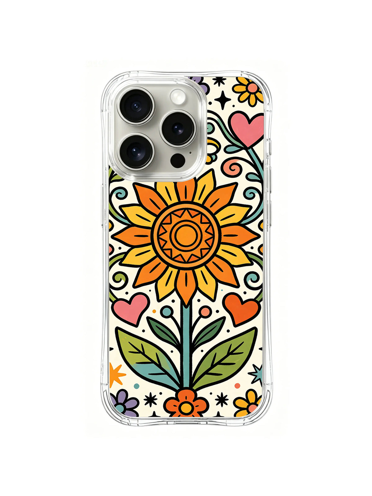Heart Petal Sunflower iPhone 14 Pro case pattern