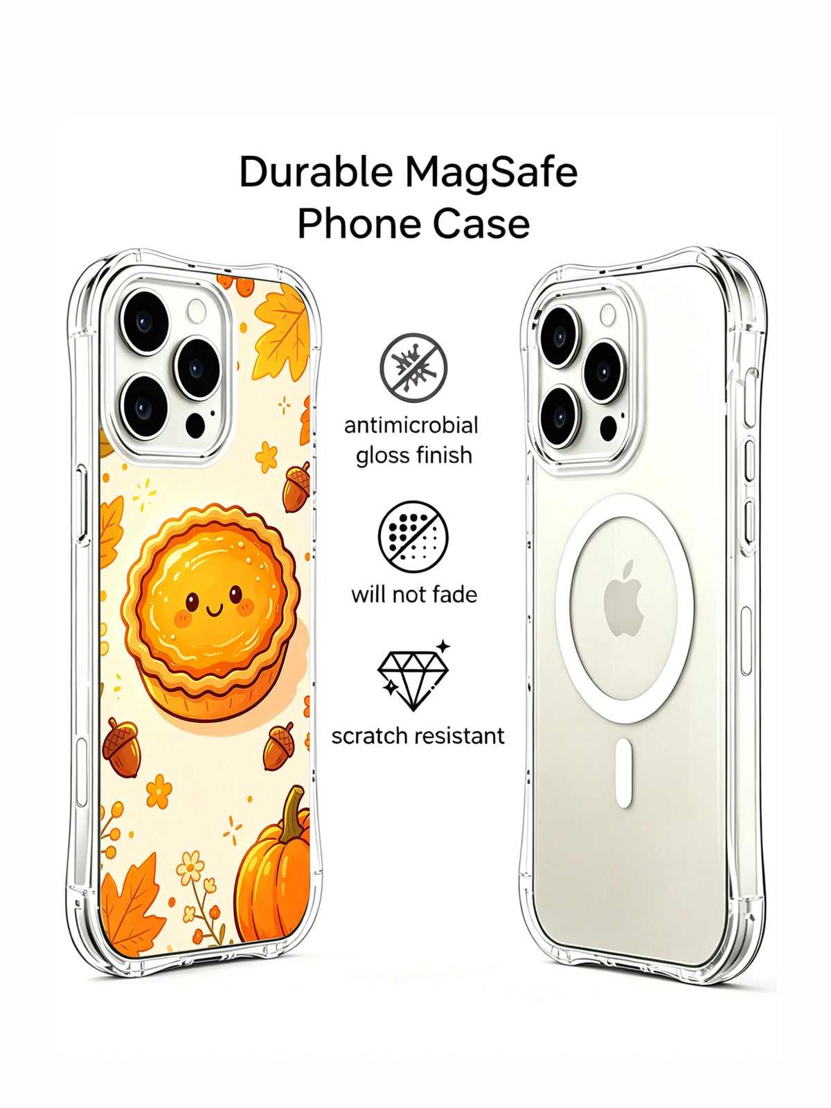 Sunlit Pie Festival: Illustrated case and a second rear phone view in a promotional layout.