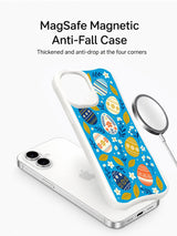 Sunny Orchard Eggs: Phone and separate illustrated case beside a round accessory.