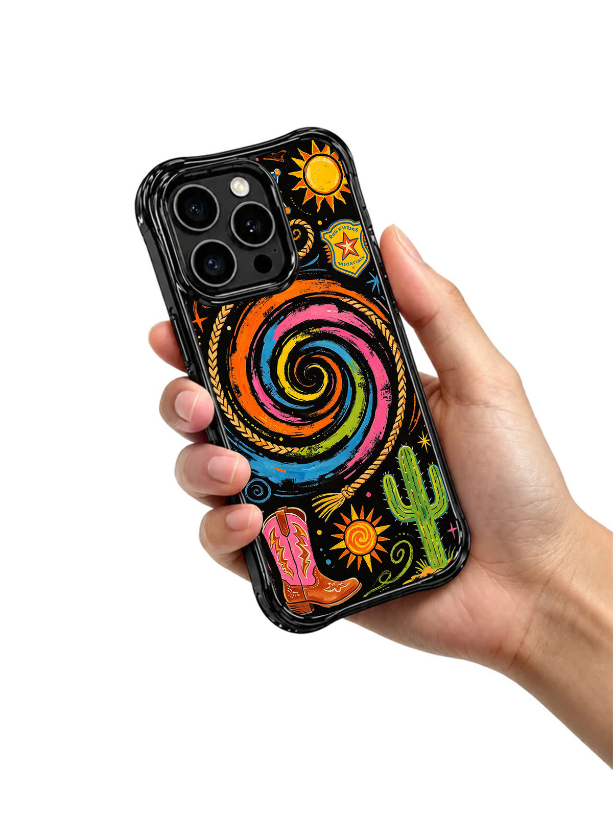 Sunny Rodeo hand-drawn phone case detail
