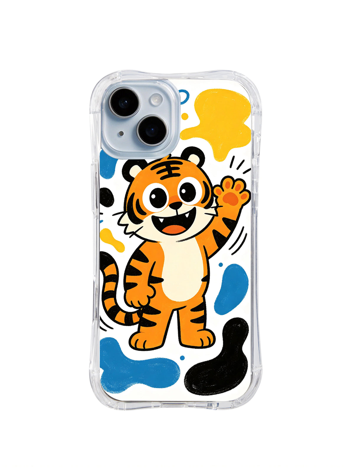 Front commerce view of Sunny Tiger Smile iPhone 13 case
