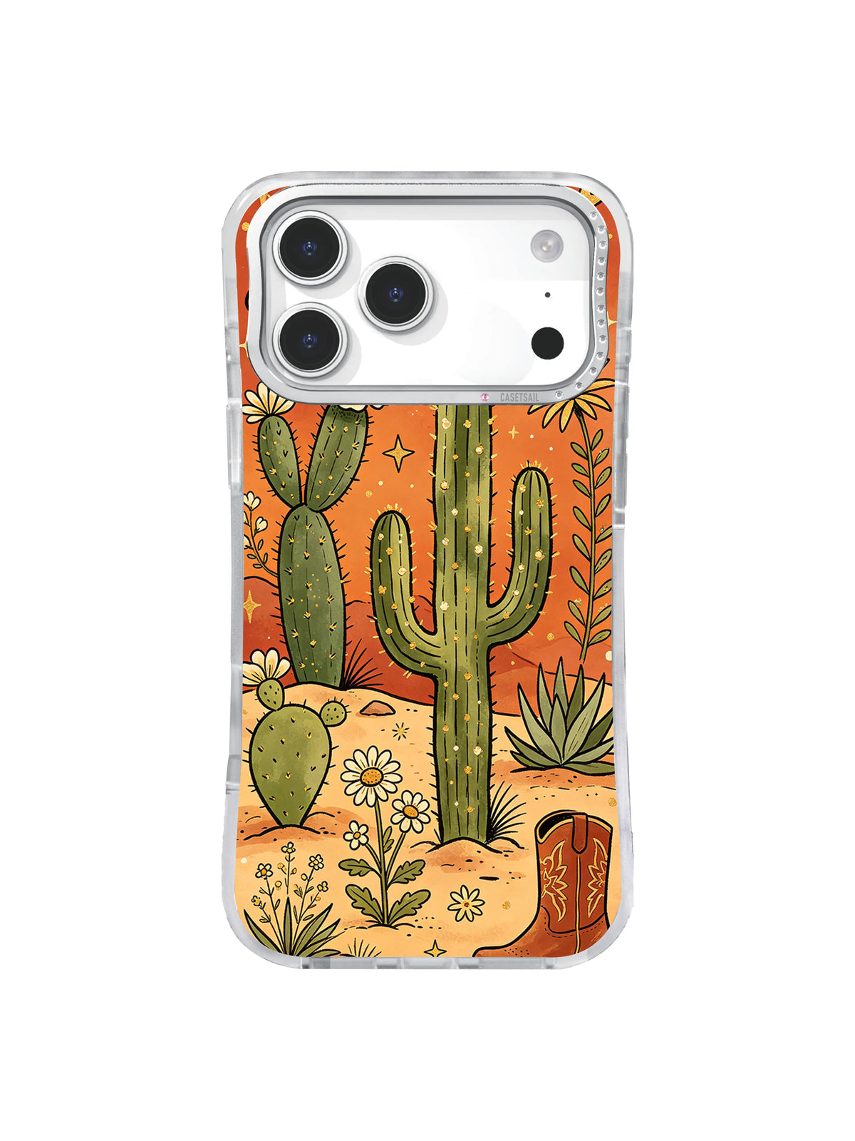 Sunset Cactus Meadow pattern for iPhone 17 Pro Max case