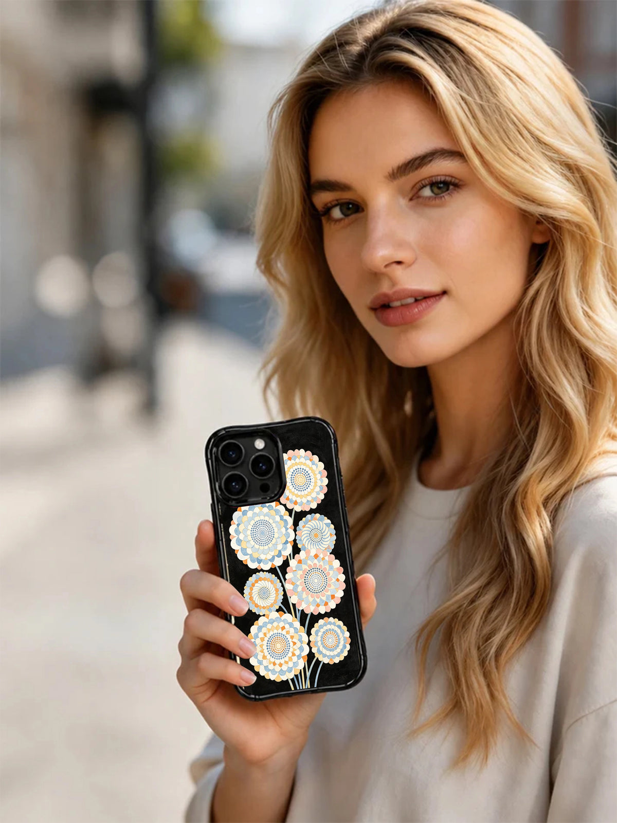 Sunshine Memory Flowers iPhone 15 Pro case lifestyle view