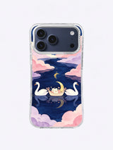 Rose Ribbon Moon Crossing swan iPhone case artwork