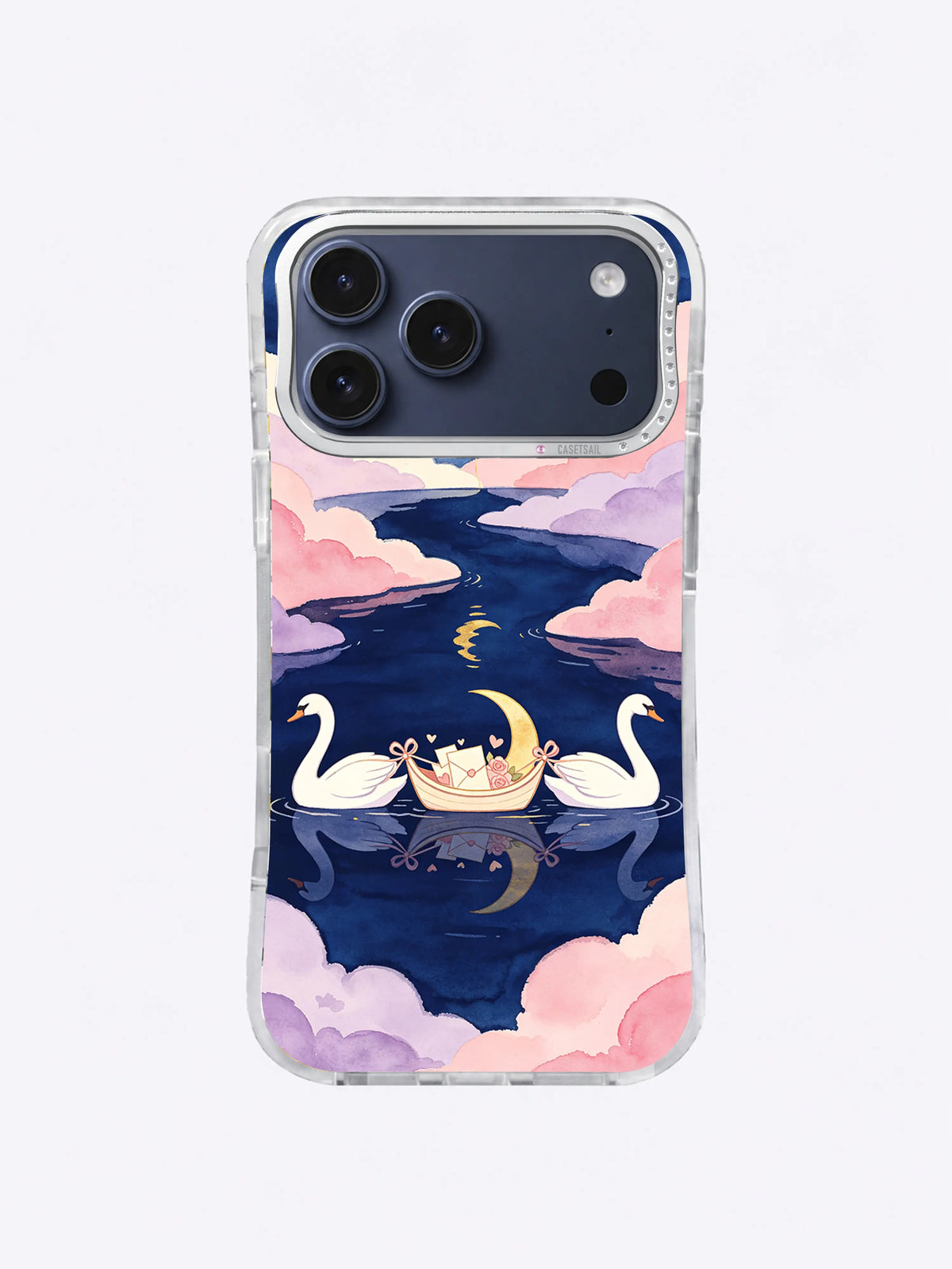 Rose Ribbon Moon Crossing swan iPhone case artwork