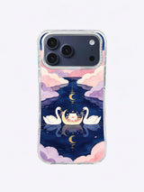 Lilac Cloud Promise Boat swan iPhone case artwork