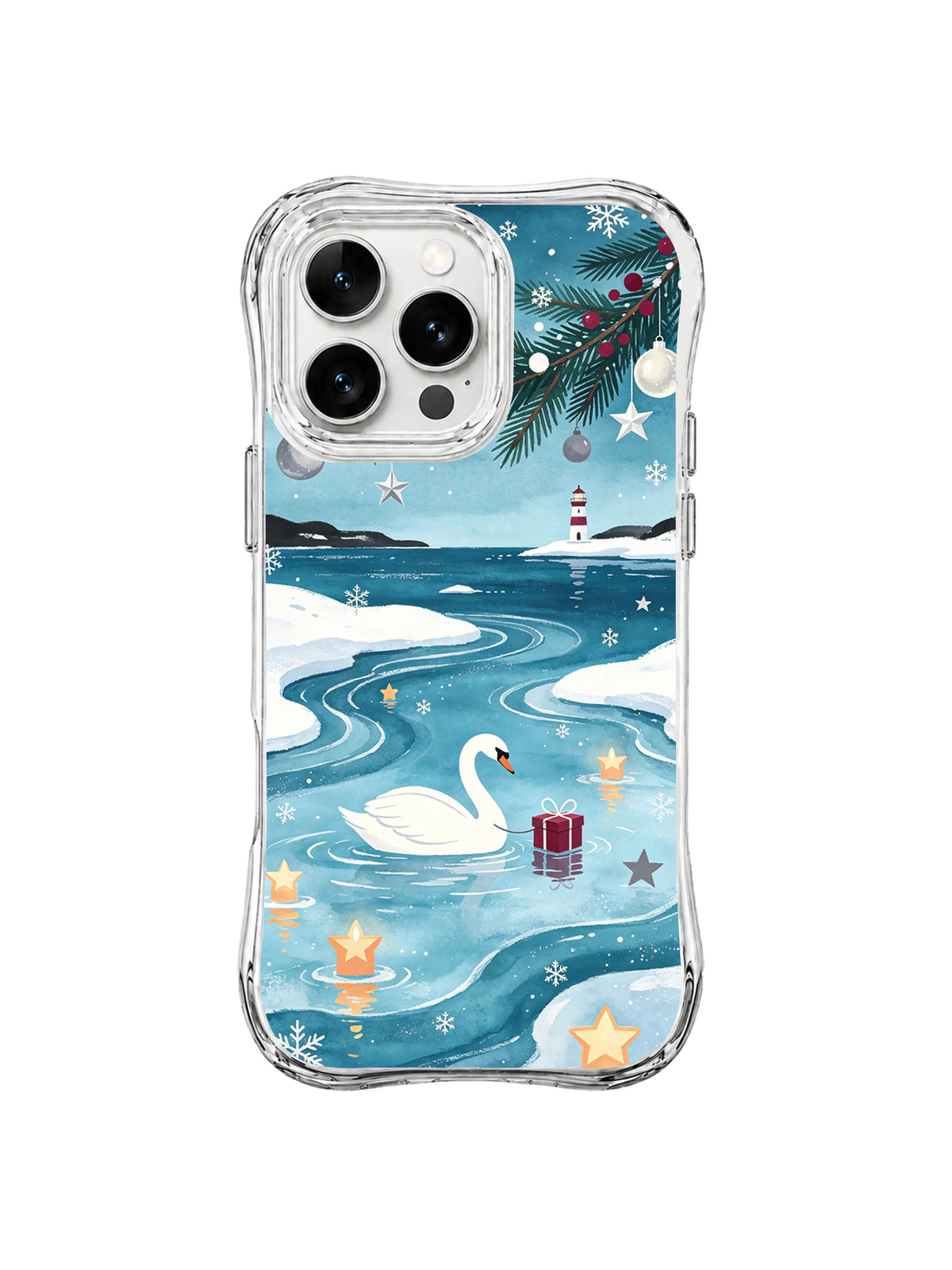 Lighthouse Swan Current winter swan iPhone 15 Pro case