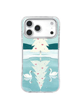 Ivory fir reflected in a pale cyan frozen lake on an iPhone 17 Pro case