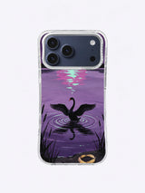 Swan of the Violet Lake iPhone case, Moon Reflection Swan artwork
