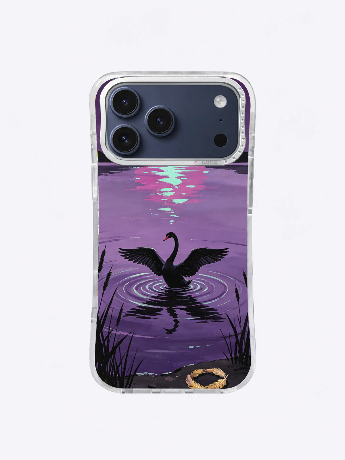 Swan of the Violet Lake iPhone case, Moon Reflection Swan artwork