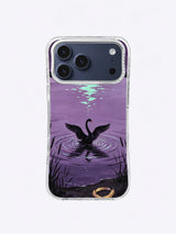 Swan of the Violet Lake iPhone case, Magenta Moon Ripples artwork