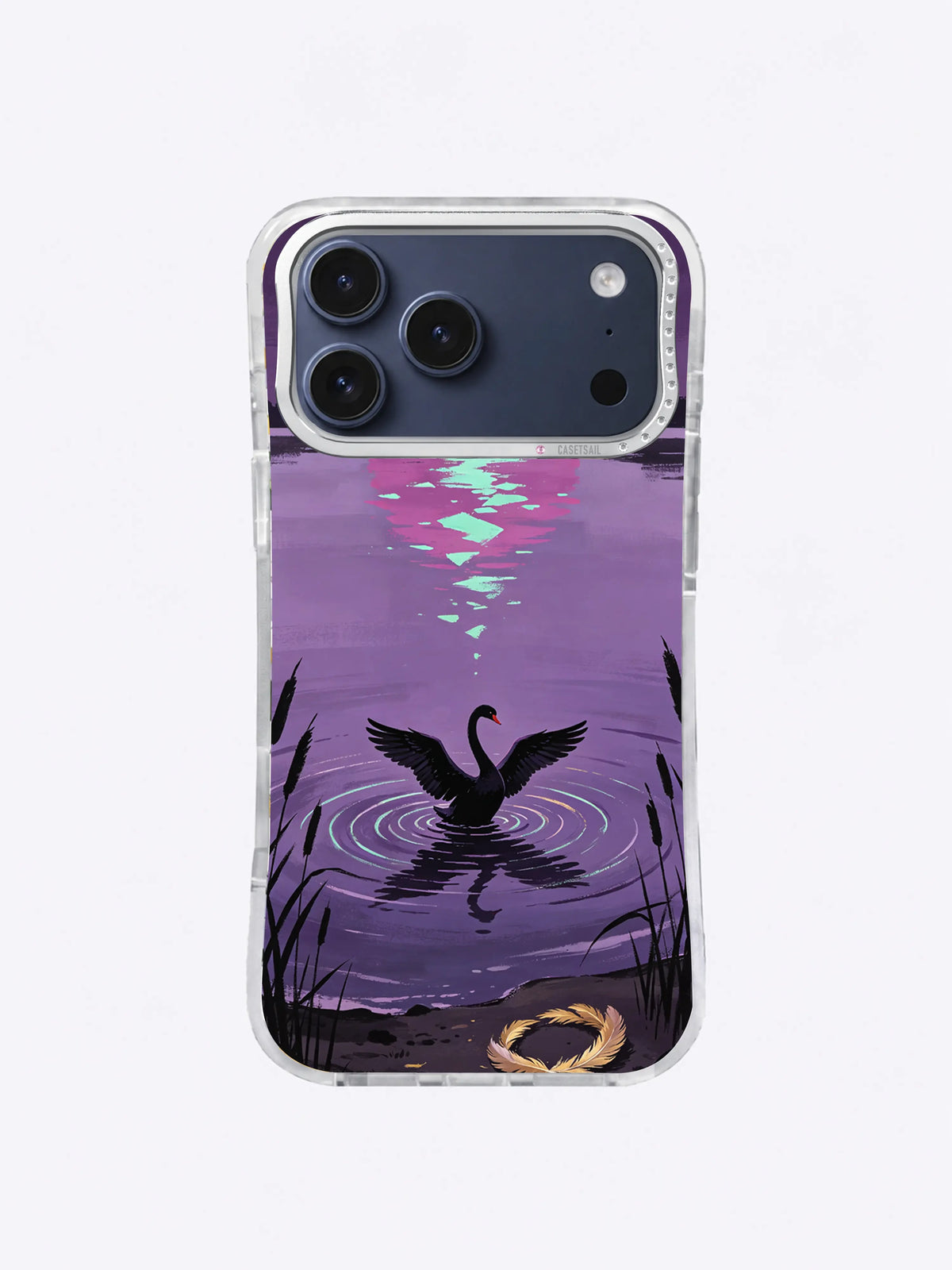 Swan of the Violet Lake iPhone case, Reeds at Violet Dusk artwork