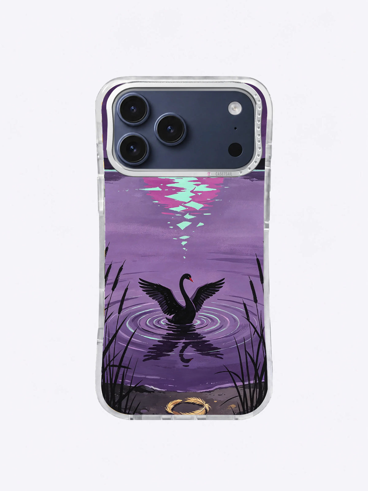 Swan of the Violet Lake iPhone case, Aqua Reflection Flight artwork