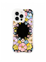 Sweet Floral Frame: Small pastel flowers frame a central black panel, with larger pink and yellow blooms below.