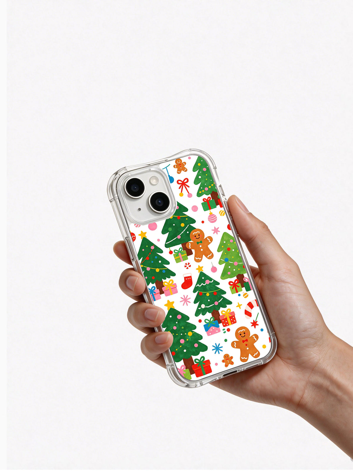 Sweet Christmas Candy Forest iPhone 13 case in hand
