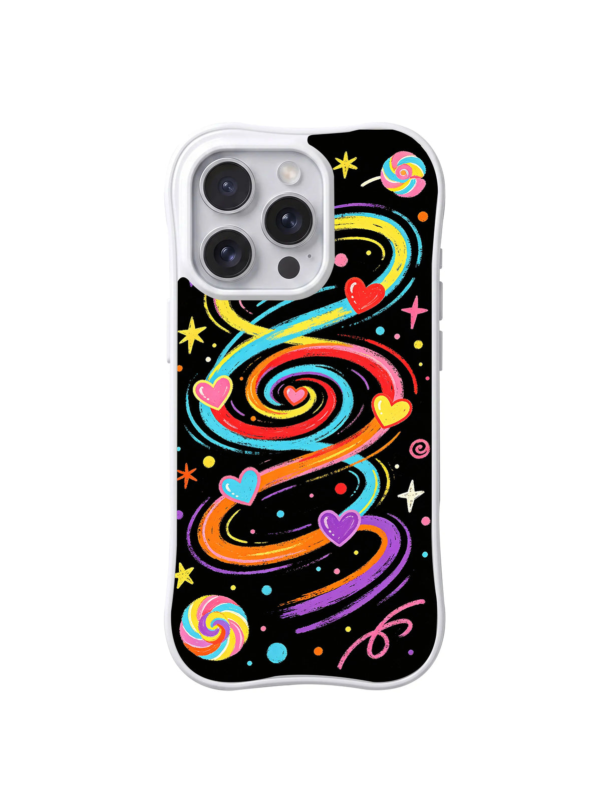 Sweet Orbit colorful heart iPhone 15 Pro case view 1