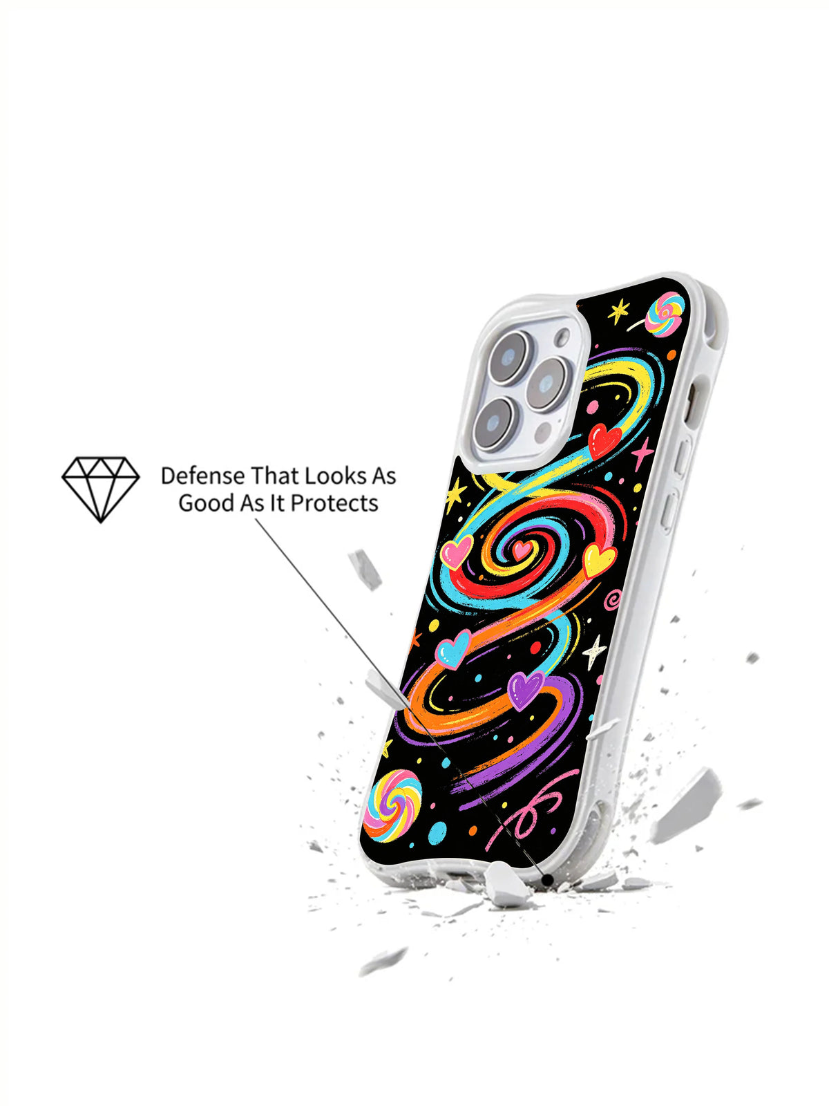 Sweet Orbit colorful heart iPhone 15 Pro case view 2