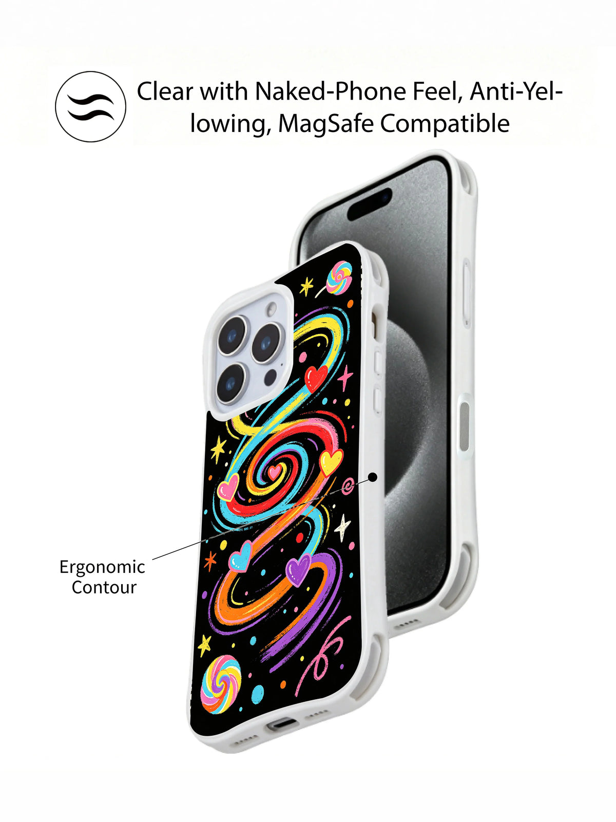 Sweet Orbit colorful heart iPhone 15 Pro case view 5
