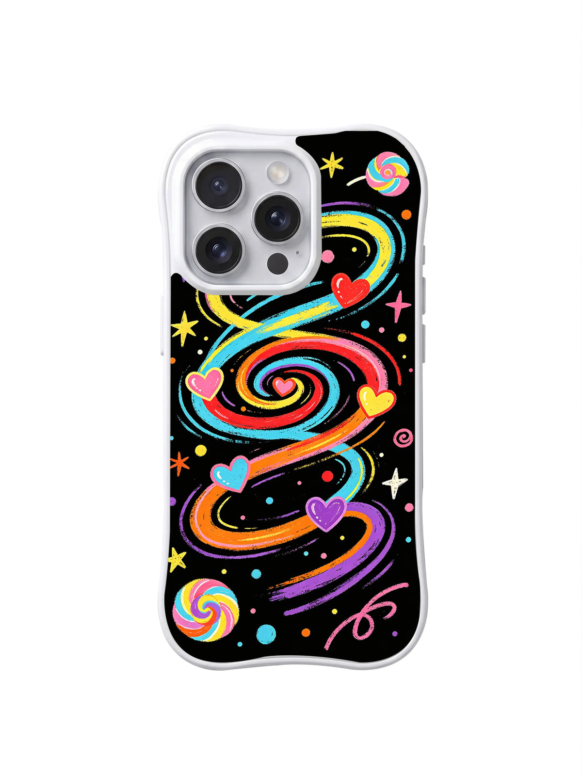 Sweet Orbit Rainbow Heart Orbit pattern iPhone 15 Pro case