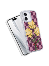 Sweet Peas Tie a Promise iPhone 17 case angled paired view