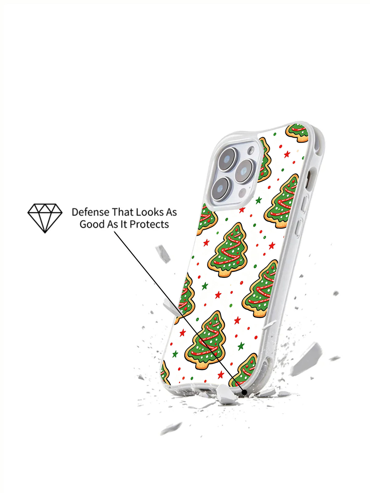 Sweet Pine Wishes: Angled case above an illustrated broken surface.