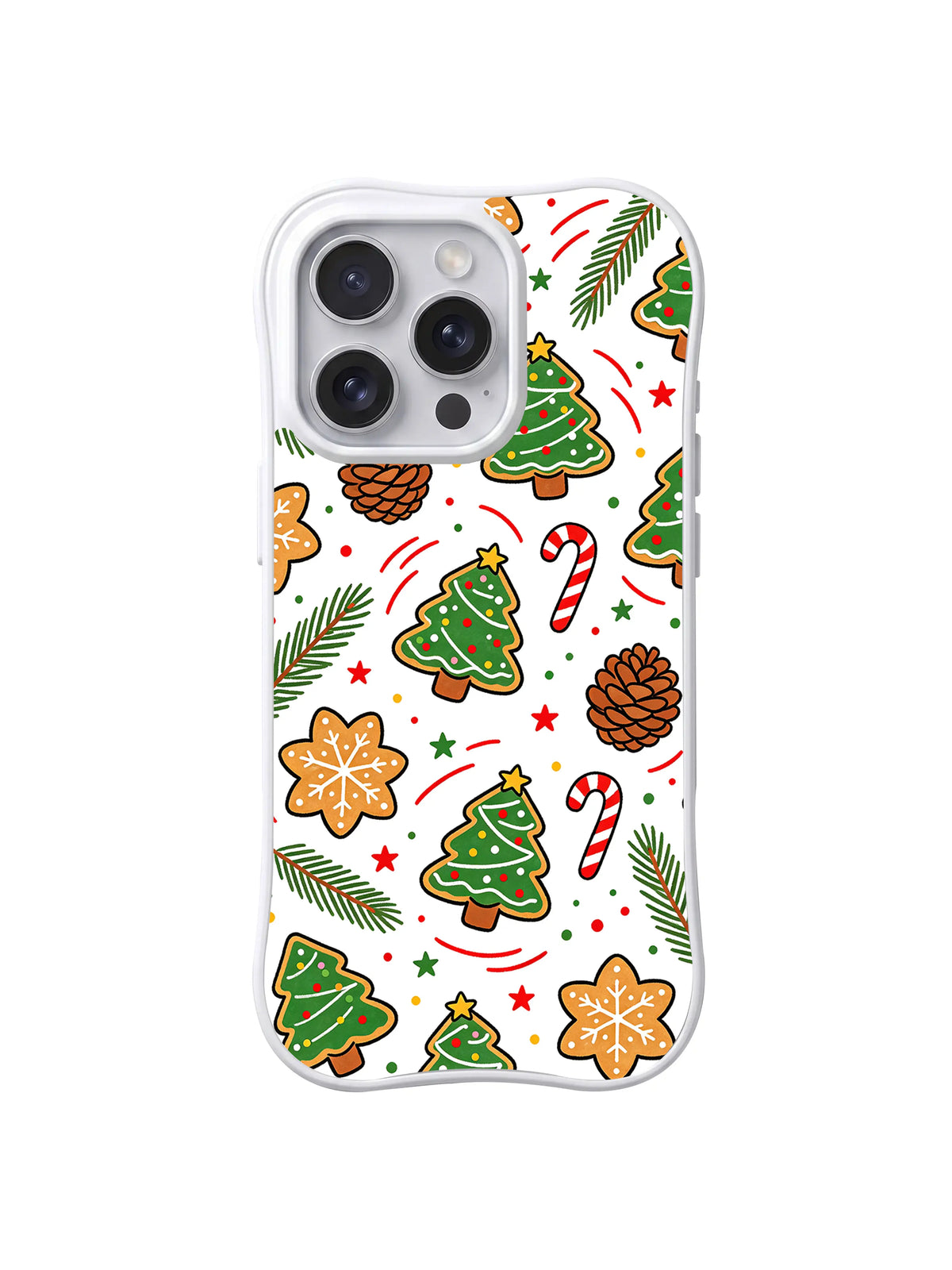 Sweet Pine Wishes / Woodland Bakery: Green trees, pinecones, snowflake cookies and pine sprigs.