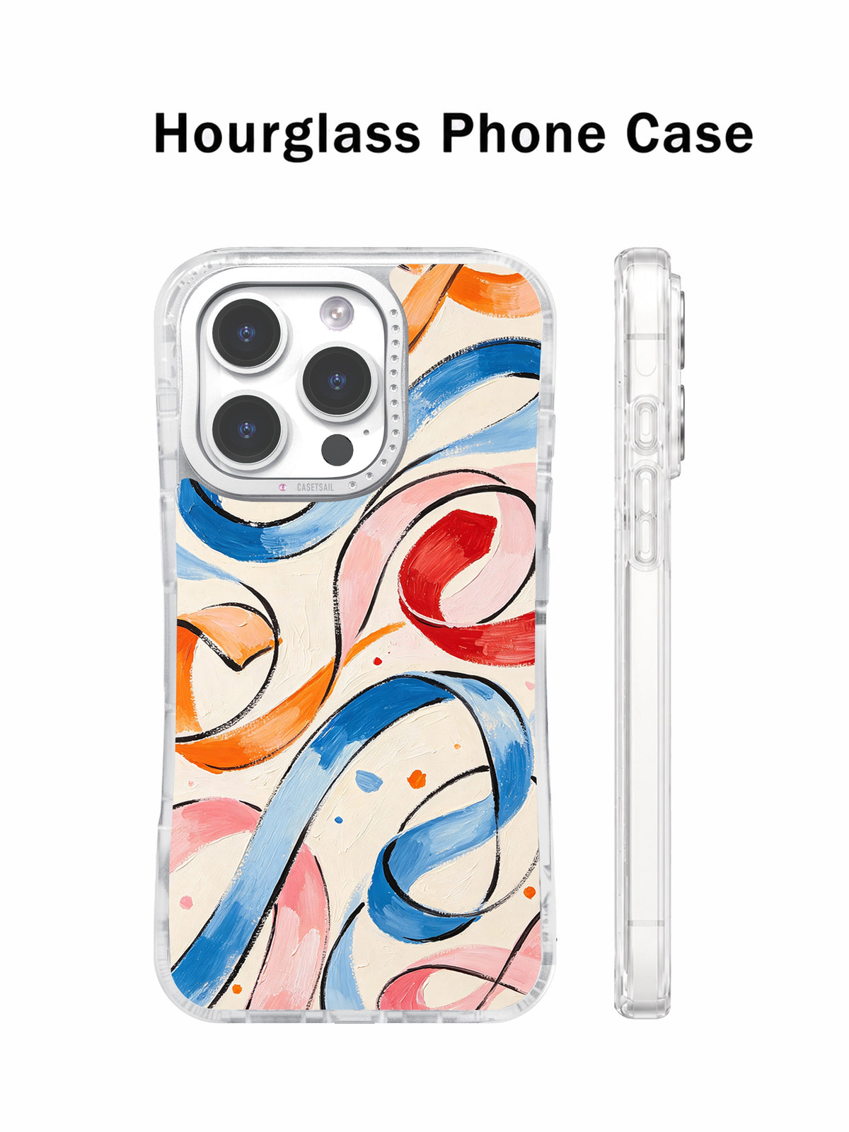 Colorful abstract ribbon iPhone 16 Pro Max case detail