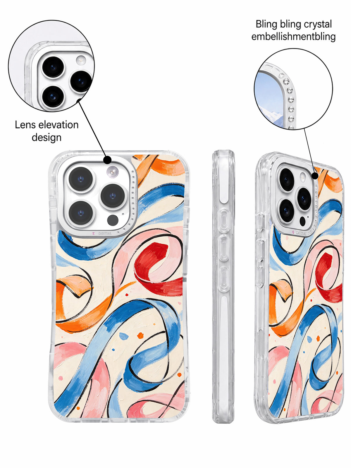 Abstract ribbon art iPhone 16 Pro Max case lifestyle view