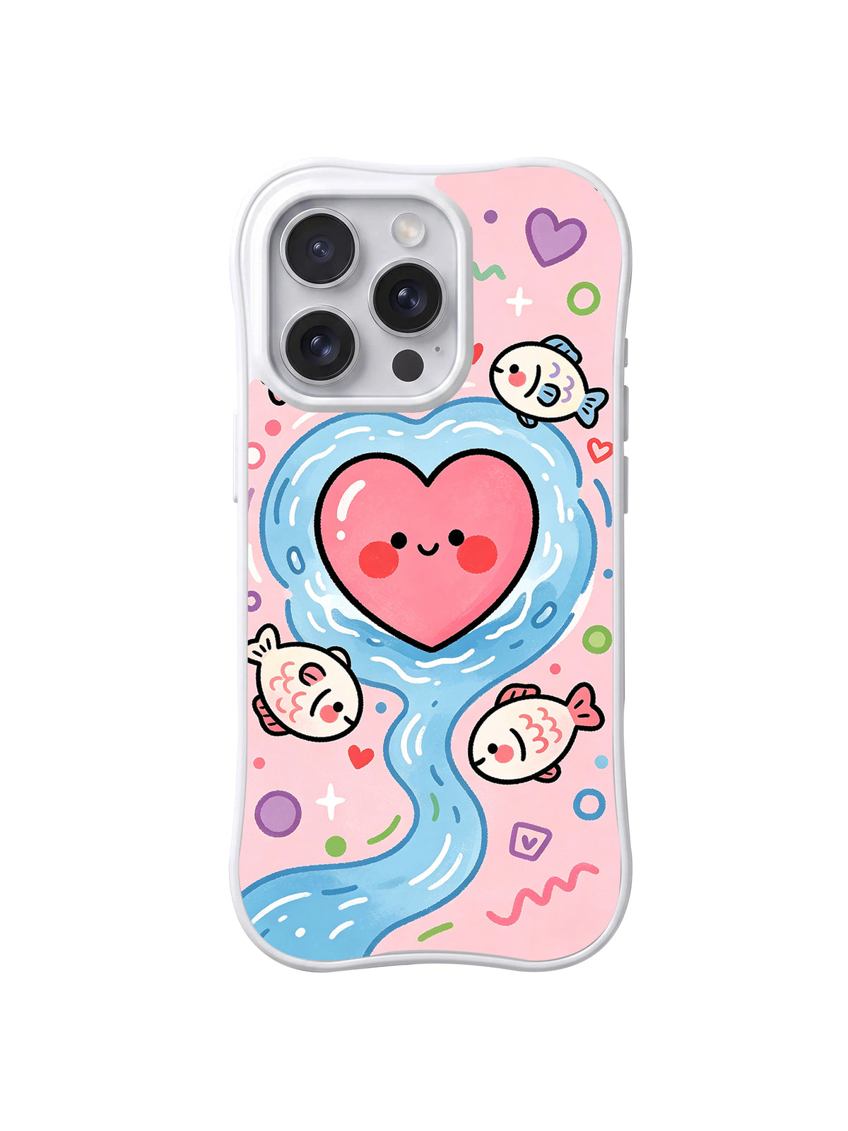 Sweetheart River Fish iPhone 14 Pro case cute pink artwork front view