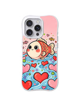 Golden Heart Swimmer pattern iPhone 14 Pro case