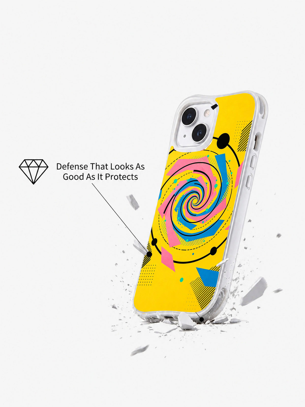 Confetti Logic geometric iPhone 15 case product view 3